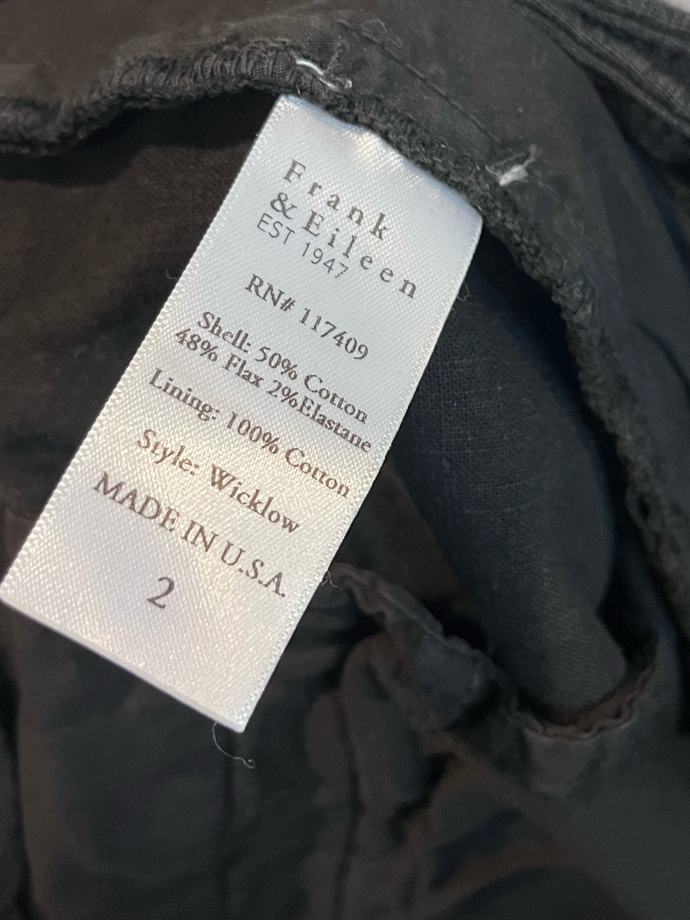 Frank & Eileen Wicklow Italian Chino Black Pants Size 2 - Picture 11 of 11